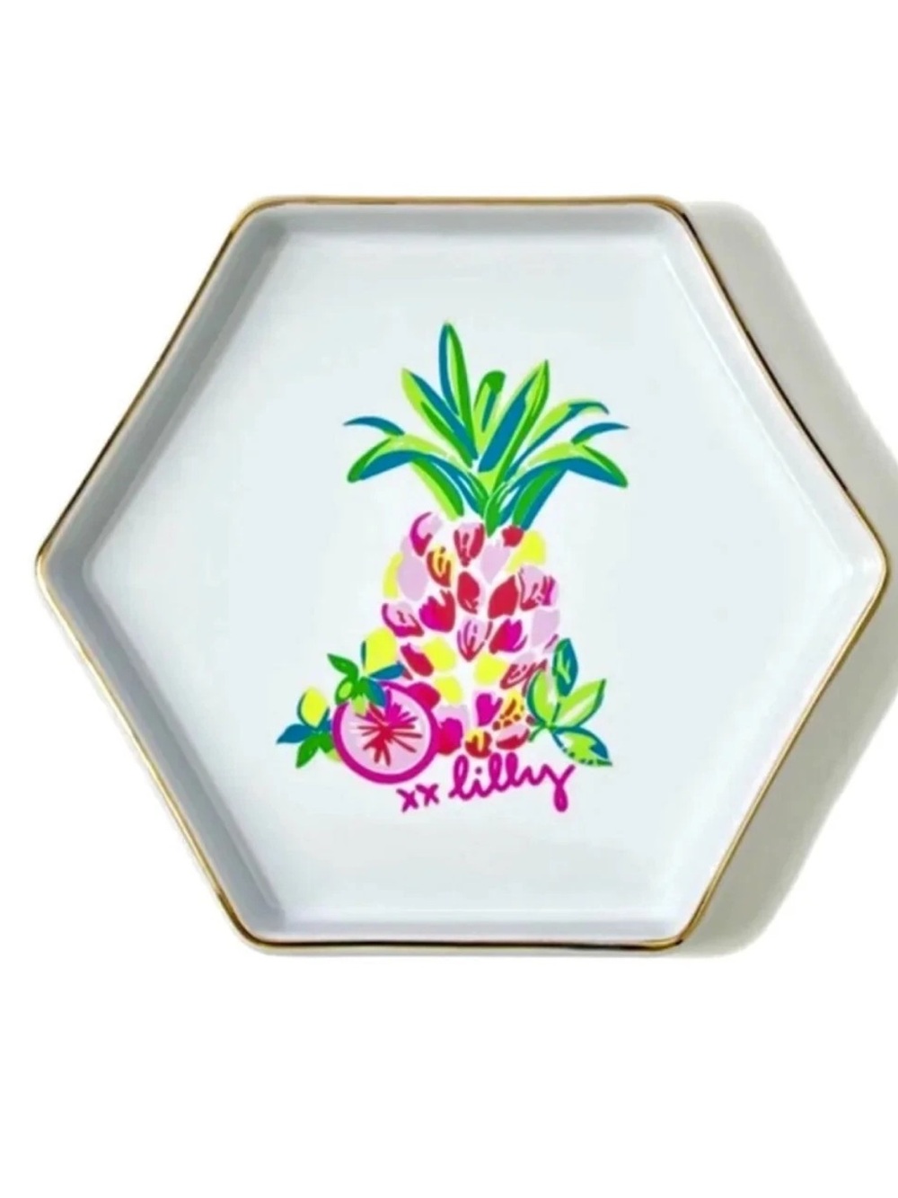 NWOT Lilly Pulitzer Ceramic Trinket Dish in Pineapple Motif